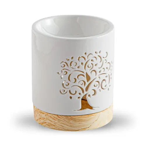 Univers jardin：Brûle-parfum life tree coloris blanc en céramique Zen' Arôme