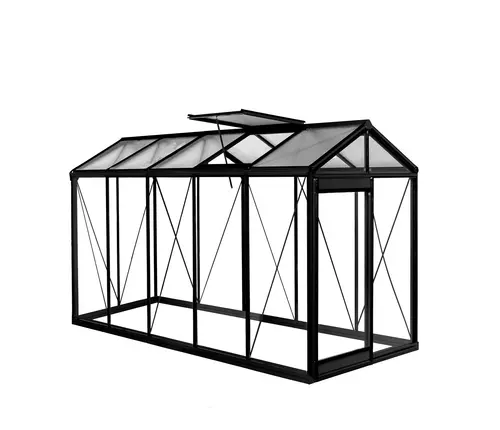 Pour compléter votre jardin:Serre de jardin Piccolo 05 coloris noir en aluminium ACD - 159 x 371 cm