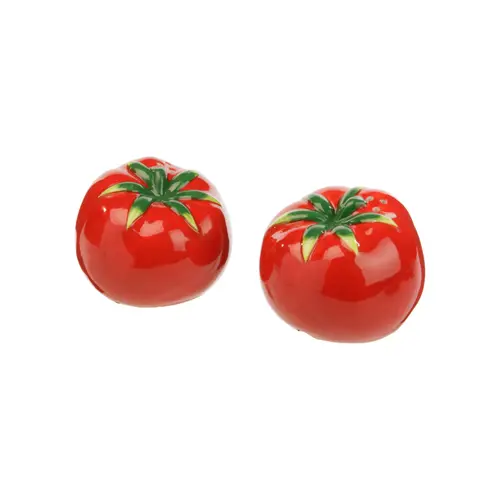 Jardin complet：Duo sel et poivre forme tomate rouge - Ø 6,5 x H 5,5 cm