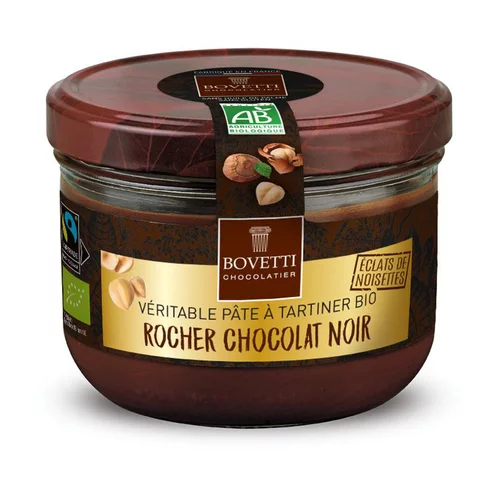 Extérieur solution:Pâtes à tartiner-noisettes/chocolat noir Rocher Bovetti - 200 g