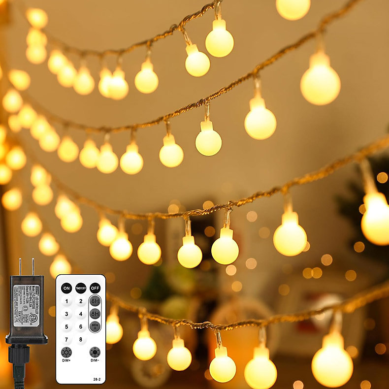 BASHLWUA 100 LED Guirlande lumineuse boule de 10 m | guirlande lumineuse extérieure/intérieure avec prise – décoration idéale pour