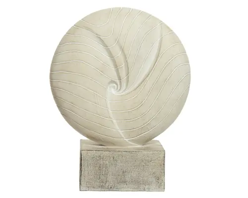 L’essentiel pour l’extérieur:Statue ronde en fibre argile coloris blanc cassé Decoris - 51 x 25 x 64,5 cm