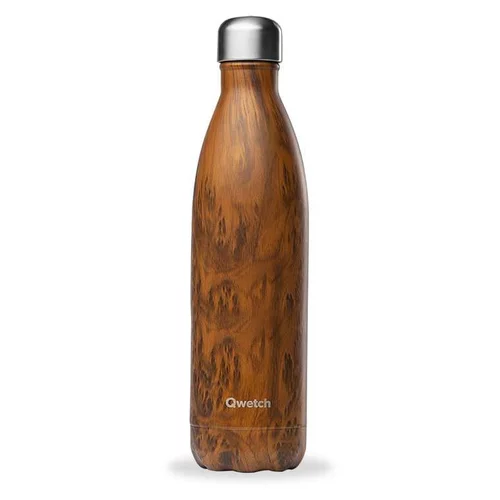 Accessoire extérieur：Bouteille isotherme coloris marron en inox Wood Qwetch - 750 ml