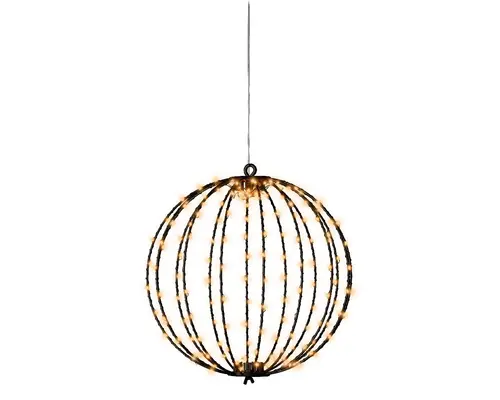 Moderne au jardin:Boule lumineuse noire à 192 micro-LED blanc orangé pour extérieur - Ø 28 cm