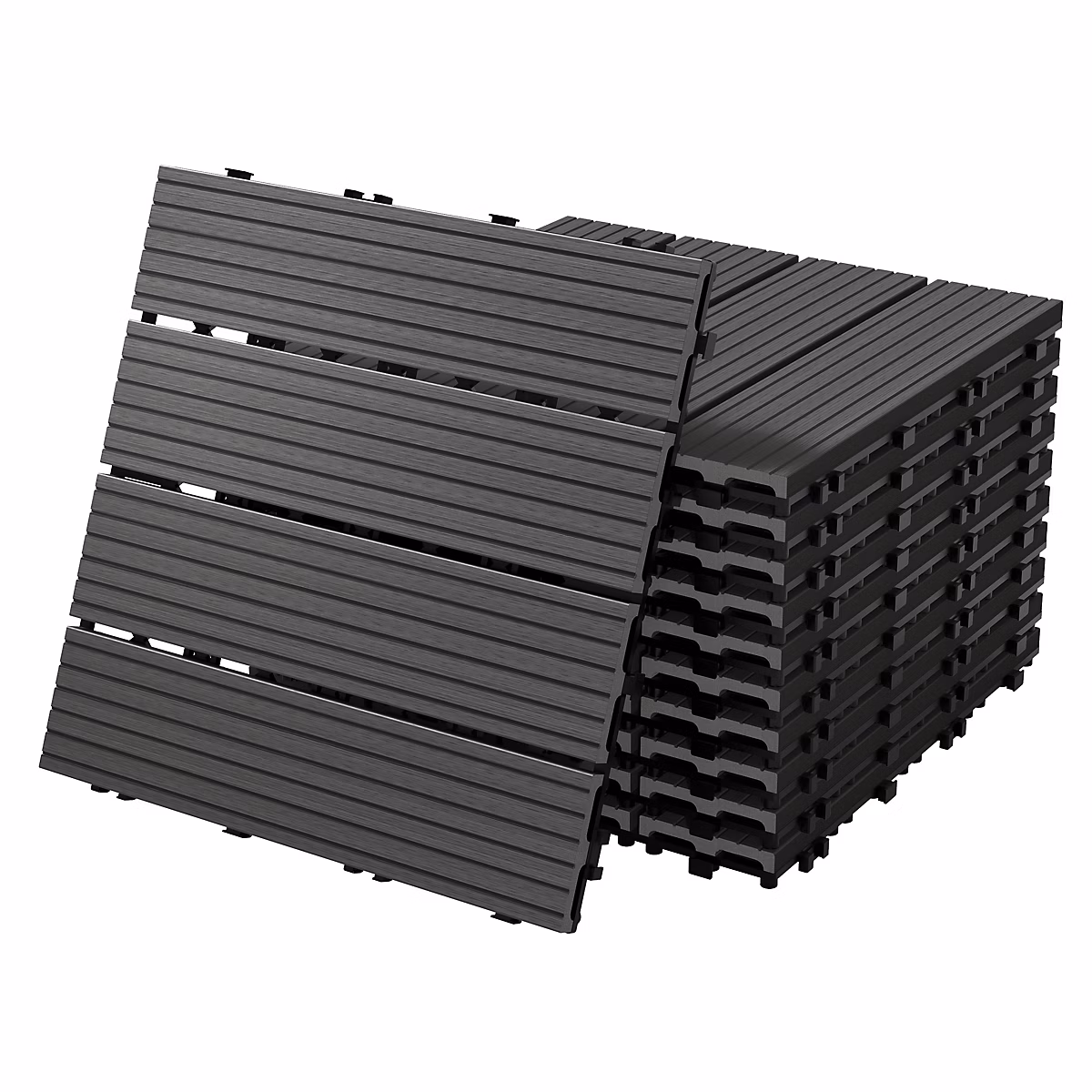 Carreaux de sol WPC 30 × 30cm 1m² carrelage revêtement de sol anthracite