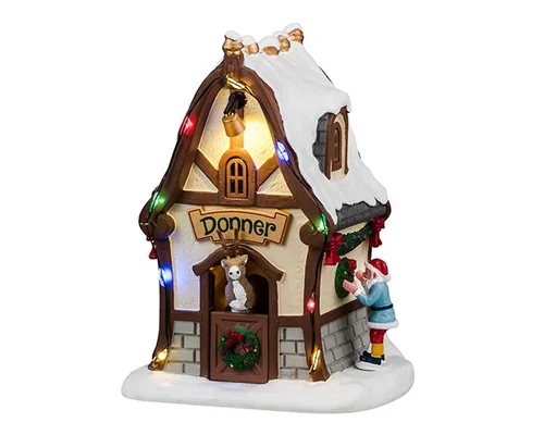 Pour les espaces verts：Scénette pour village de Noël Lemax Santa’s wonderland La maison de Donner