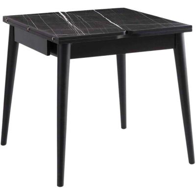 Table de repas extensible Totem (Noir, Noir marbré)