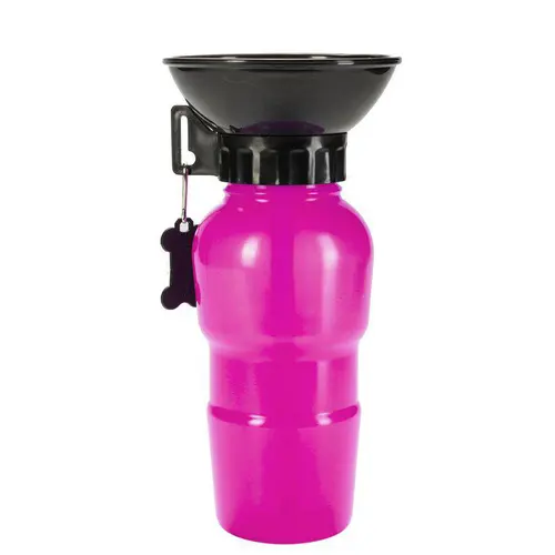 Pour personnaliser vos extérieurs：Gourde avec bol intégré rose pour chien Wouapy - 500 ml