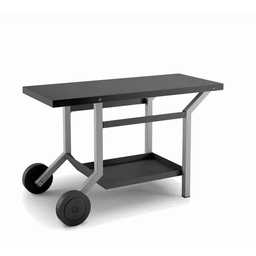 Malin pour le jardin：Table roulante en acier noir et gris mat