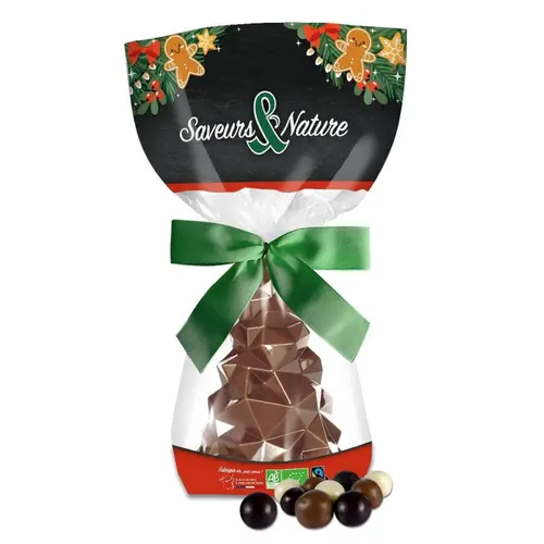 Jardin en douceur:Sachet de sapins origami chocolat au lait et billes croustillantes bio Saveur et Nature - 130 g