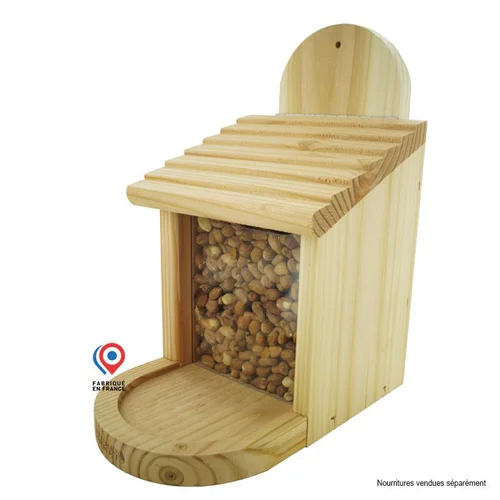 Jardin expert:Mangeoire en pin 2 en 1 pour oiseaux ou écureuils 18 x 20 x 24 cm