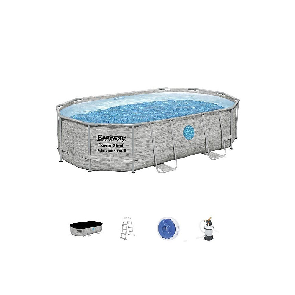 Piscine tubulaire ovale Bestway Steel Pro Max Splashview 488 × 305 × 107 cm rotin