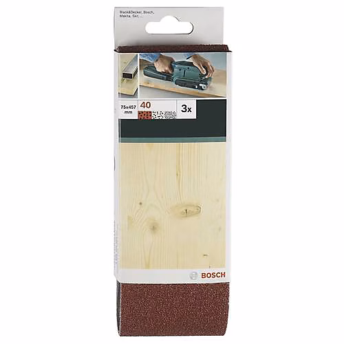 Bande abrasive Bosch Accessories 2609256218 Grain 80 – 75 × 533 mm, lot de 3