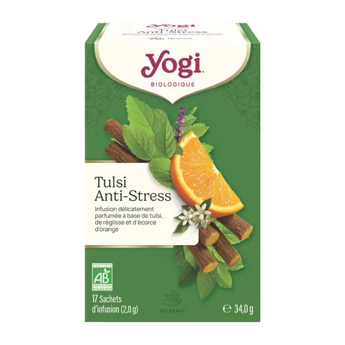Confort pour le jardin：Yogi Tulsi Anti-Stress Bio - 17 sachets
