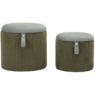 Pouf avec rangement intégré Bolzano (Set de 2) (Vert)