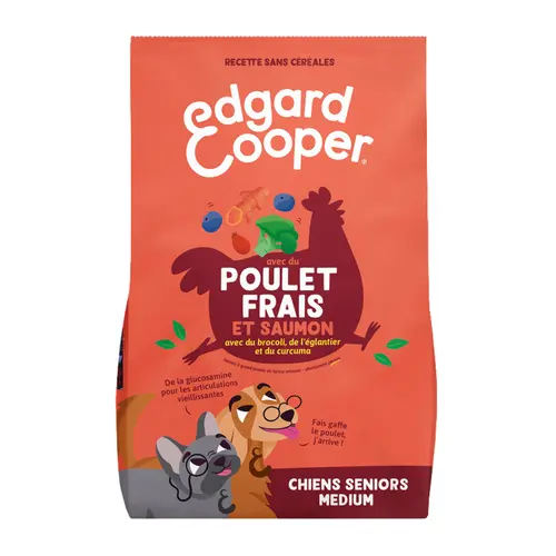 Indispensable au jardin：Croquettes pour chien senior au poulet et au saumon sans céréales Edgard & Cooper - 2,5 kg