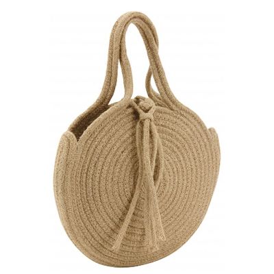 Sac rond en corde de coton et jute (Beige)