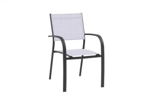 Pour un extérieur bien équipé:Fauteuil de jardin en aluminium, textilène gris chiné - CREADOR Tosca
