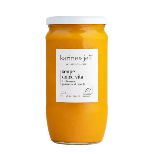 Pour équiper vos extérieurs：Soupe dolce vita bio Karine & Jeff - 780 ml