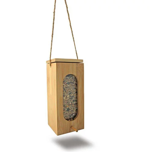 Pour un extérieur plus agréable:Mangeoire à graines coloris bois en bambou Closeau - 19 x 8 x 8 cm