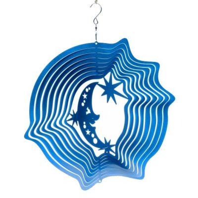 Mobile à vent lune & étoiles bleu 15cm (Petit modèle)