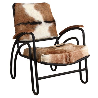 Fauteuil métal et peau de chèvre