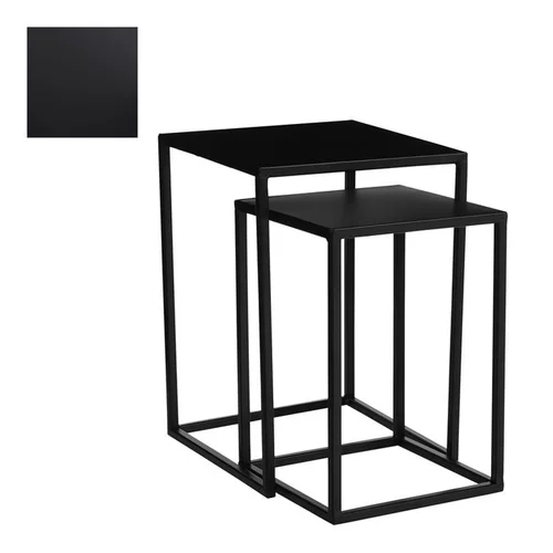 Conçu pour vos extérieurs:Sellette carrée en métal noir Goa taille 2 - 30 x 30 x 42 cm