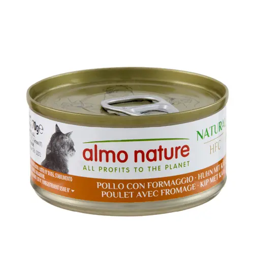Une solution pratique pour l’extérieur：Pâtée pour chat HFC Natural au poulet et fromage Almo Nature - 70 g