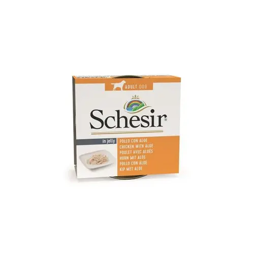 Jardin idée:Aliment pour chien en boite Schesir Filets de poulet et aloès en gelée - 150 g