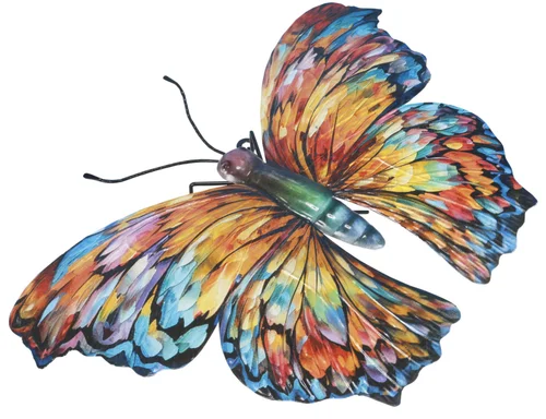 Extérieur utile：Papillon en métal multicolore Riviera décor B grand modèle - 45 cm