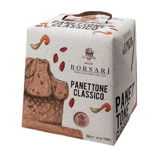 Pour plus de confort au jardin:Panettone classique Borsari - dans une boîte en carton de 500 g