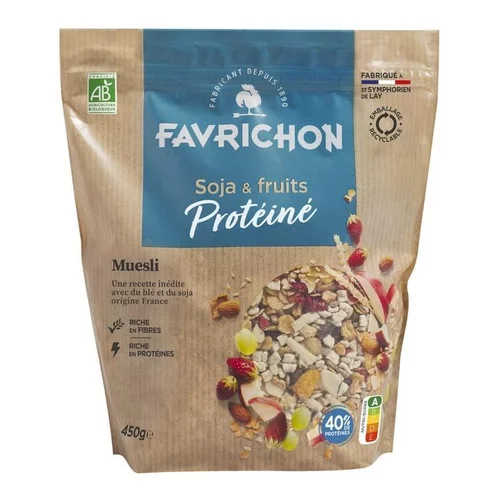 Pour vos projets extérieurs:Muesli protéiné bio soja et fruits Favrichon - 450 g
