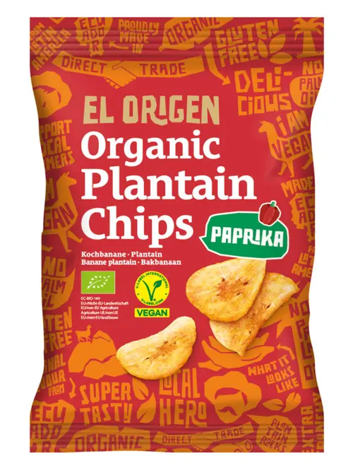 Extérieur qualité：Chips banane plantain au paprika bio El Origen - 80 g