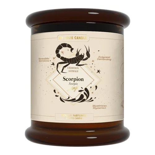 Jardin idée:Bougie parfumée pêche poire santal My jolie Candle Astrale scorpion - 300 g