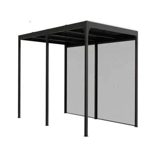 Tout pour le jardin：Pergola bioclimatique coloris gris en aluminium - 3,6 x 5,98 m