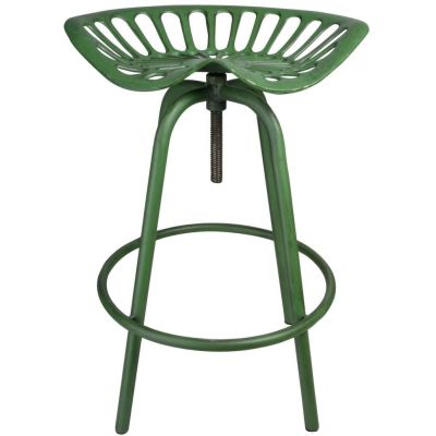 Tabouret avec assise de tracteur en métal (Vert)