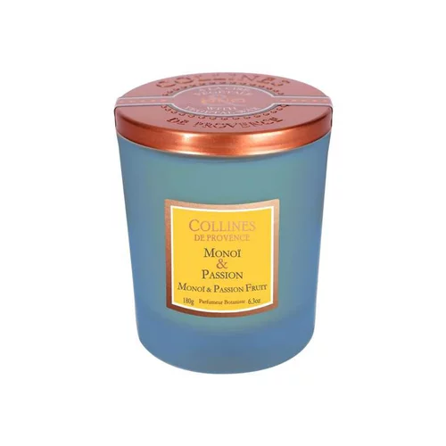 Un atout pour vos extérieurs：Bougie parfumée cire végétale senteur monoï passion Collines de Provence - 180 g