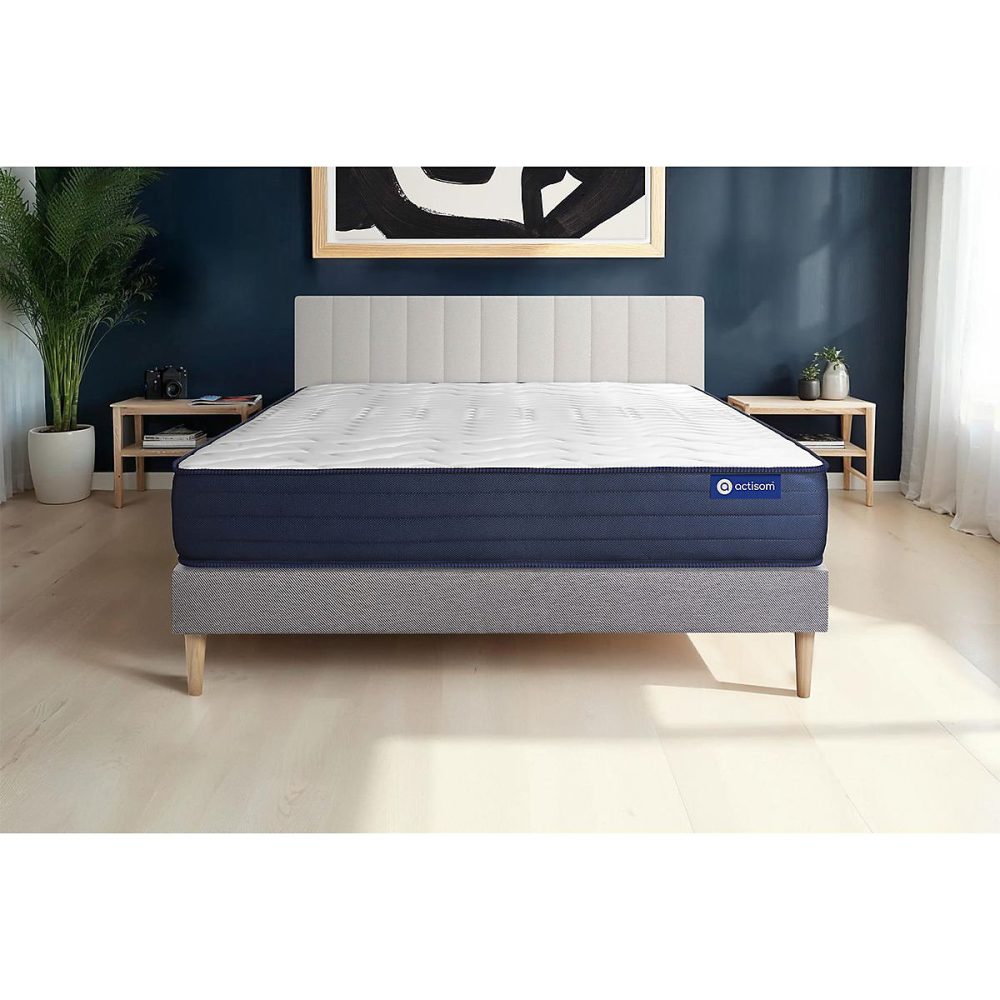 Ensemble – Matelas Latex et mémoire de forme 22cm d'épaisseur | 5 zones de confort | Confort très ferme | Sommier tapissier en kit