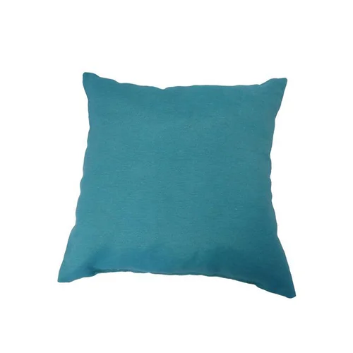 Confort pour le jardin:Coussin déco carré en polyester/coton bleu Emeraude - 40 x 40 x 15 cm