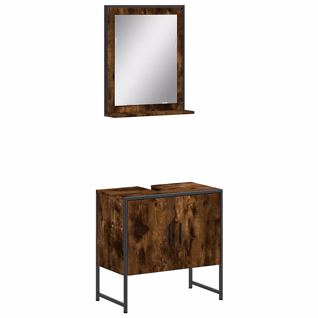 WC – Ensemble d'armoires de salle de bain 2 pcs chêne fumé vidaXL