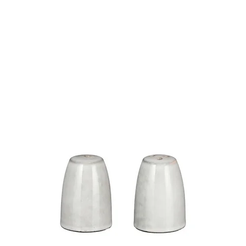Style jardin:Ensemble salière et poivrier en grès gris– 7 x 5 cm