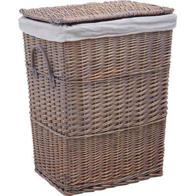 Panier à linge en osier doublé (Grisé)