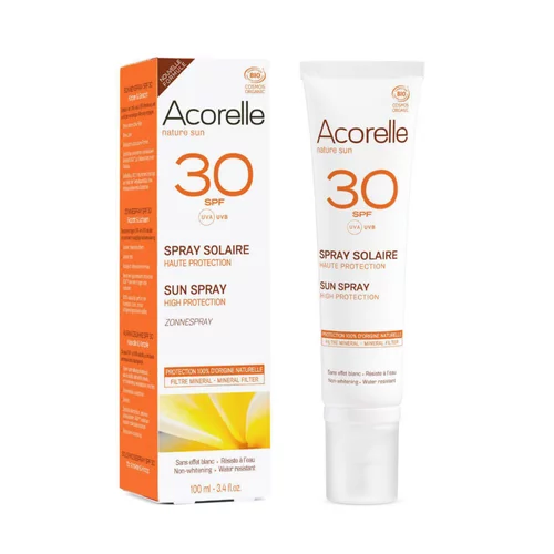 Pour profiter du jardin:Spray solaire SPF 30 Acorelle - 100 ml