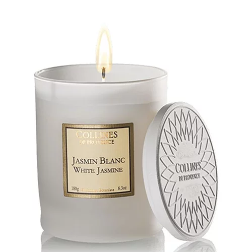 Jardin & solutions:Bougie parfumée blanche les Naturelles senteur jasmin blanc 180 g