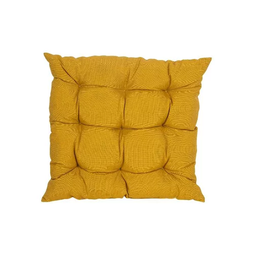 Déco au jardin：Coussin d'assise matelassé coloris jaune en coton polyester - 46 x 46 x 9 cm
