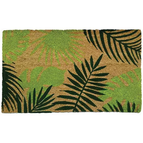 Jardin loisirs：Paillasson coco motif feuilles tropicales vert 75x45x1,7 cm
