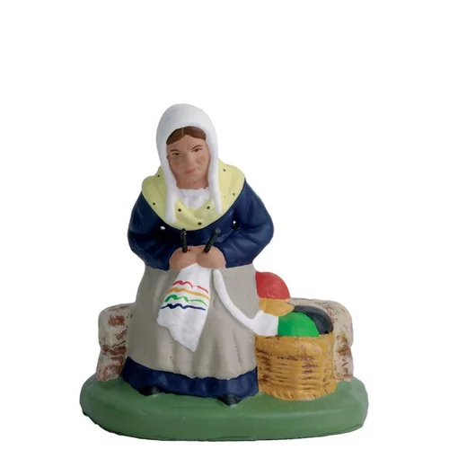 Pour tous vos besoins extérieurs:Santon pour crèche tricoteuse assise blanc - 7 cm
