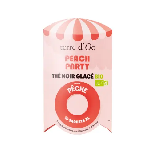 Pour transformer vos extérieurs:Thé noir bio glacé pêche Terre d’Oc Peach party - 10 infusettes