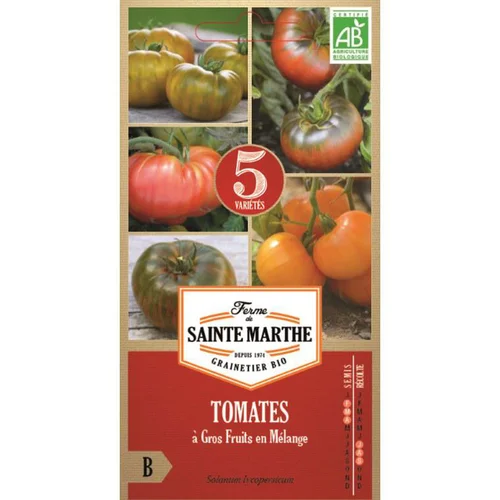 Extérieur pratique：Graines de Tomates à Gros fruit bio en mélange Ferme de Sainte Marthe - 50 graines à semer