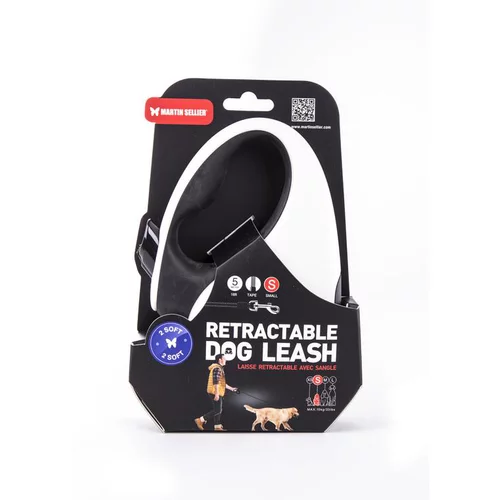 Une touche pratique à l’extérieur:Laisse rétractable 2 Soft sangle coloris noir et blanc - S